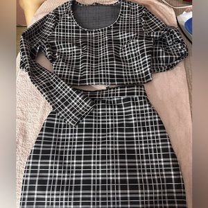 Black and white crop and skirt